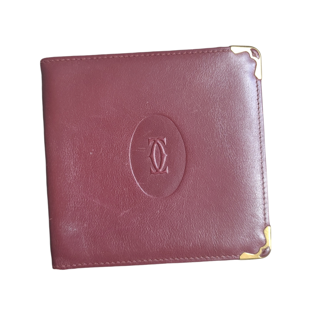 Cartier Vintage Burgundy Bifold Leather Wallet Cartier Vintage Burgundy Bifold Leather Wallet
